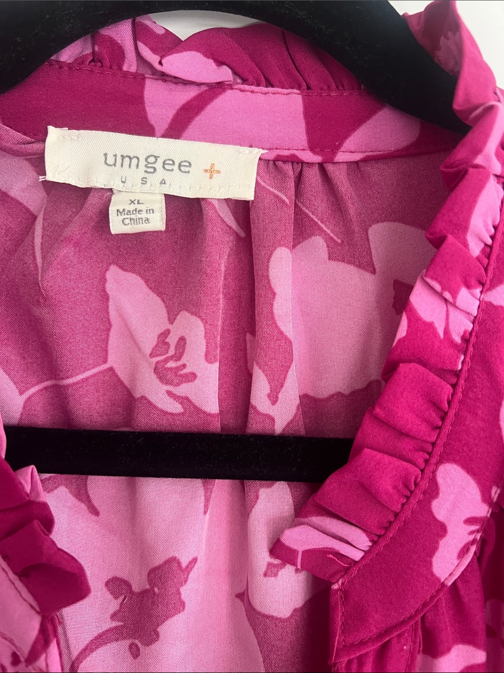 Umgee Fuchsia and Light Pink Floral Tiered Midi Dress - Picture 4 of 5